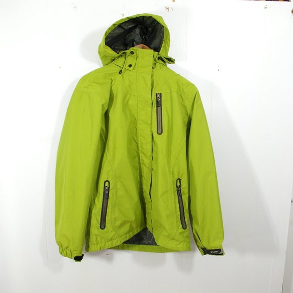 Killtec Rain Jacket Womens 10 Lime Green Hooded Full Zip Waterproof Ladies - Picture 2 of 13